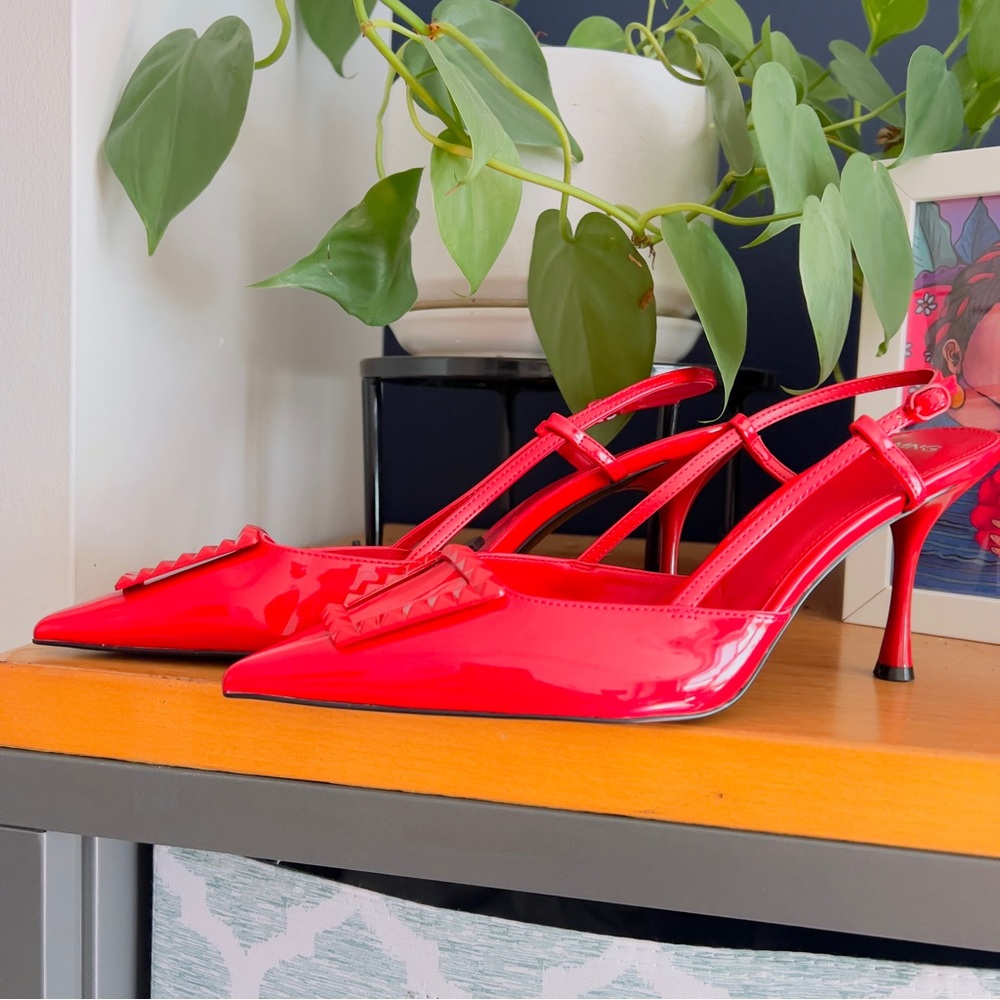 Mango Bright Red Studded Heels - Picture 6 of 6